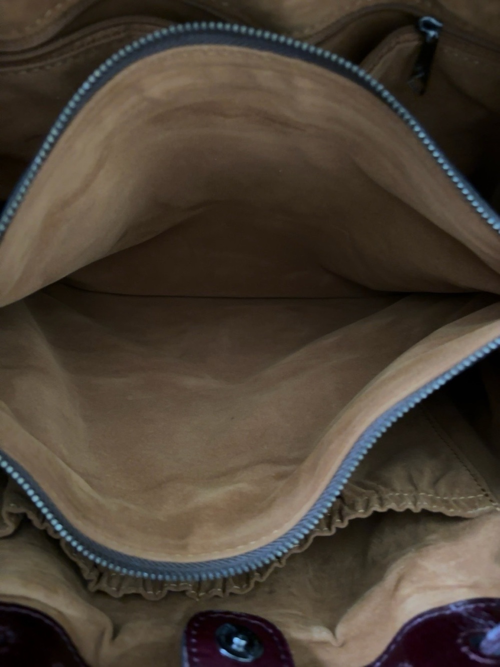 Patricia Nash "Witney" tote bag deep plum leather featuring drawstring tassel - Picture 6 of 11